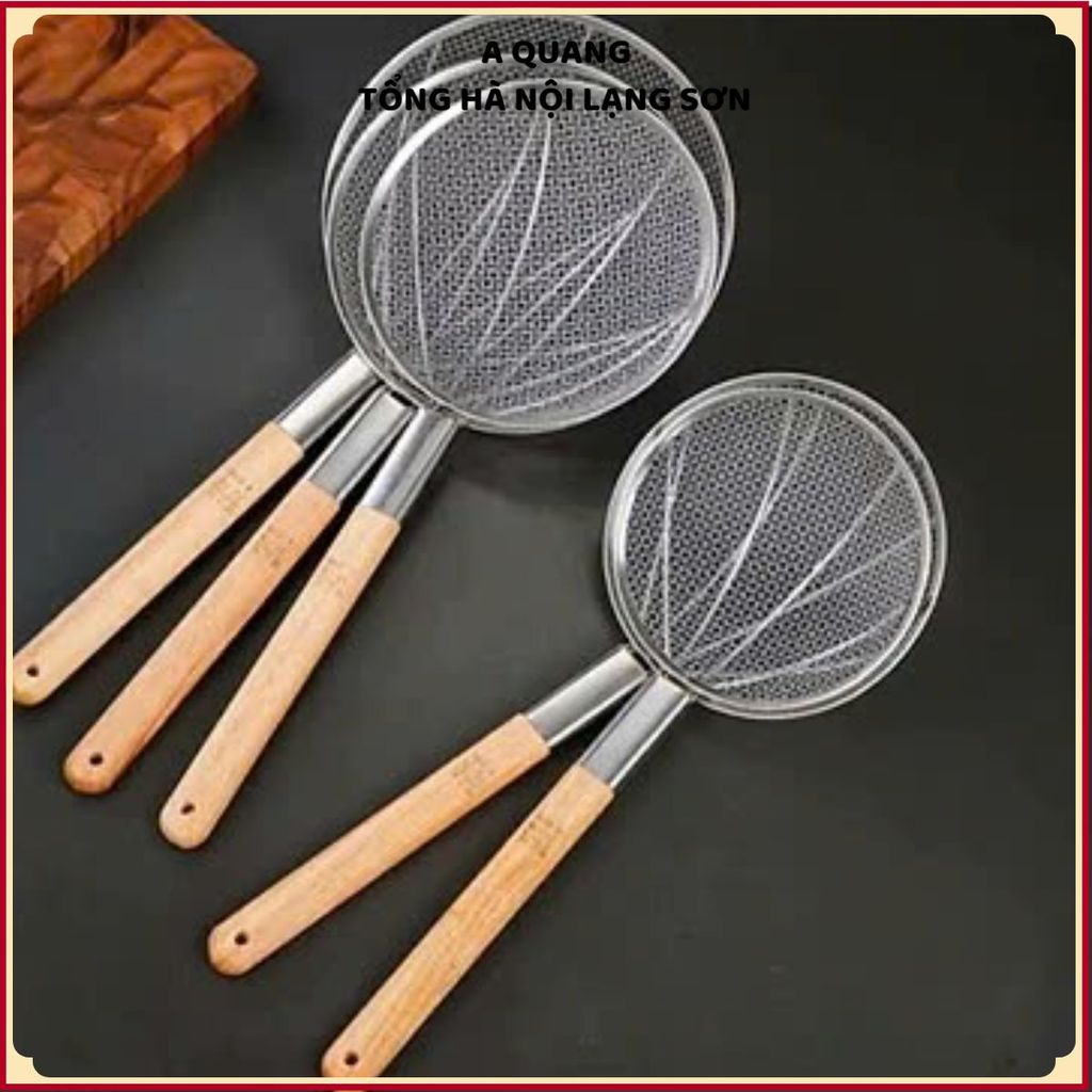 (COMBO 3 CHAO VỚT) VỢT LƯỚI INOX CÁN GỖ 14-16CM CHUYÊN DỤNG - Vợt vớt thực phẩm, vớt mì, cá viên, khoai tây,chao ráo dầu