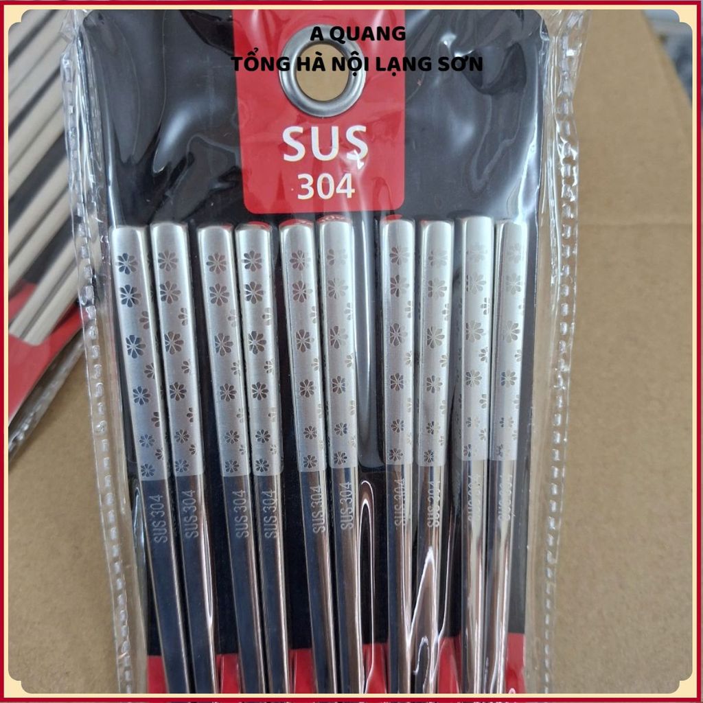 (COMBO 5) ĐŨA INOX 304 CHỐNG TRƠN CAO CẤP - Bộ 5 đôi đũa inox, thiết kế hiện đại, chống gỉ, sử dụng bền lâu