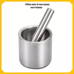 BỘ CỐI CHÀY INOX 304 THÉP KHÔNG GỈ CAO CẤP - Cối giã tỏi, giã tiêu, giã gia vị, inox nguyên khối không vết hàn