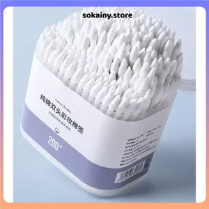 TĂM BÔNG 2 ĐẦU VỆ SINH TAI MŨI HỘP 200 QUE - Bông cotton mềm mại, thấm hút tốt, tiện lợi sử dụng hằng ngày