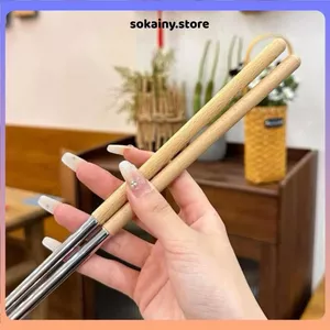 ĐŨA CHIÊN THỨC ĂN THÉP KHÔNG GỈ CÁN GỖ 38.5CM - Đũa chiên inox cao cấp, chống nóng, gắp đồ chiên