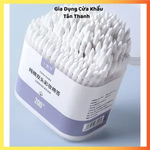 HỘP 200 TĂM BÔNG 2 ĐẦU KHÁNG KHUẨN CAO CẤP - Tăm bông vệ sinh tai, mũi, đầu bông mềm mịn,cho cả gia đình