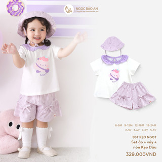 NBAN (6M-6Y) Set áo váy bé gái Kẹo Dâu cotton thoáng mát dễ mặc đi học đi chơi - CANDY5.25