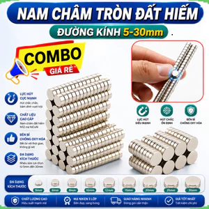 Nam châm đất hiếm tròn không lỗ mạ niken chống rỉ lực hút mạnh mẽ