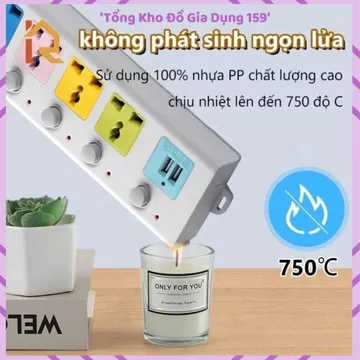 (COMBO 3) Ổ CẮM ĐIỆN USB ĐA NĂNG, Ổ Cắm Điện Dây Dài 5M, 2 Cổng USB, Ổ Cắm Chống Giật, Công Suất Lớn, Chốt An Toàn,
