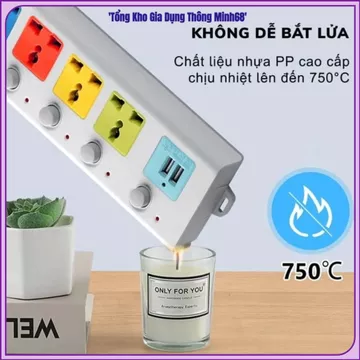 (COMBO 2) Ổ CẮM ĐIỆN ĐA NĂNG CÔNG SUẤT LỚN, Ổ Cắm Điện USB, Dây Dài 5M, 2 Cổng USB, Ổ Cắm Chống Giật, Chốt An Toàn,