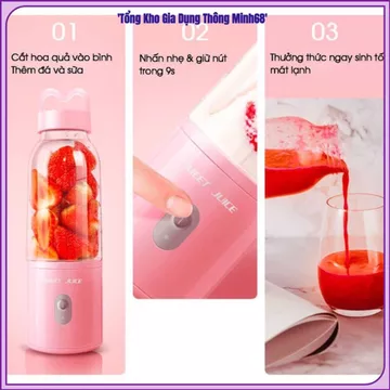 MÁY XAY SINH TỐ MINI DELIYA 500ML, Máy Xay Cầm Tay, Cốc Xay Sinh Tố, Máy Xay Sạc USB, Xay Hoa Quả, Xay Rau Củ, Lưỡi Dao