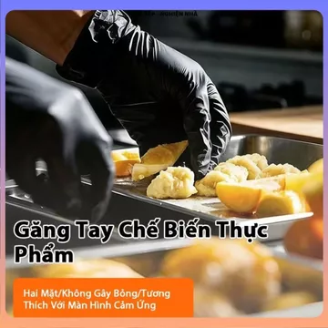 GĂNG TAY CAO SU ĐEN KHÔNG BỘT HỘP 100 CHIẾC, GĂNG TAY BẢO HỘ PHUN XĂM AN TOÀN, Găng Tay Thẩm Mỹ Chất Lượng