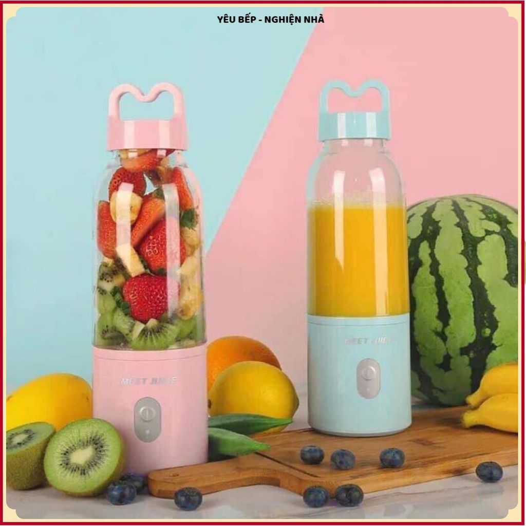 MÁY XAY SINH TỐ MINI CẦM TAY MEET JUICE 500ML, CÔNG SUẤT LỚN PIN SẠC, Nhẹ Gọn Tiện Lợi, Bảo Hành 24 Tháng