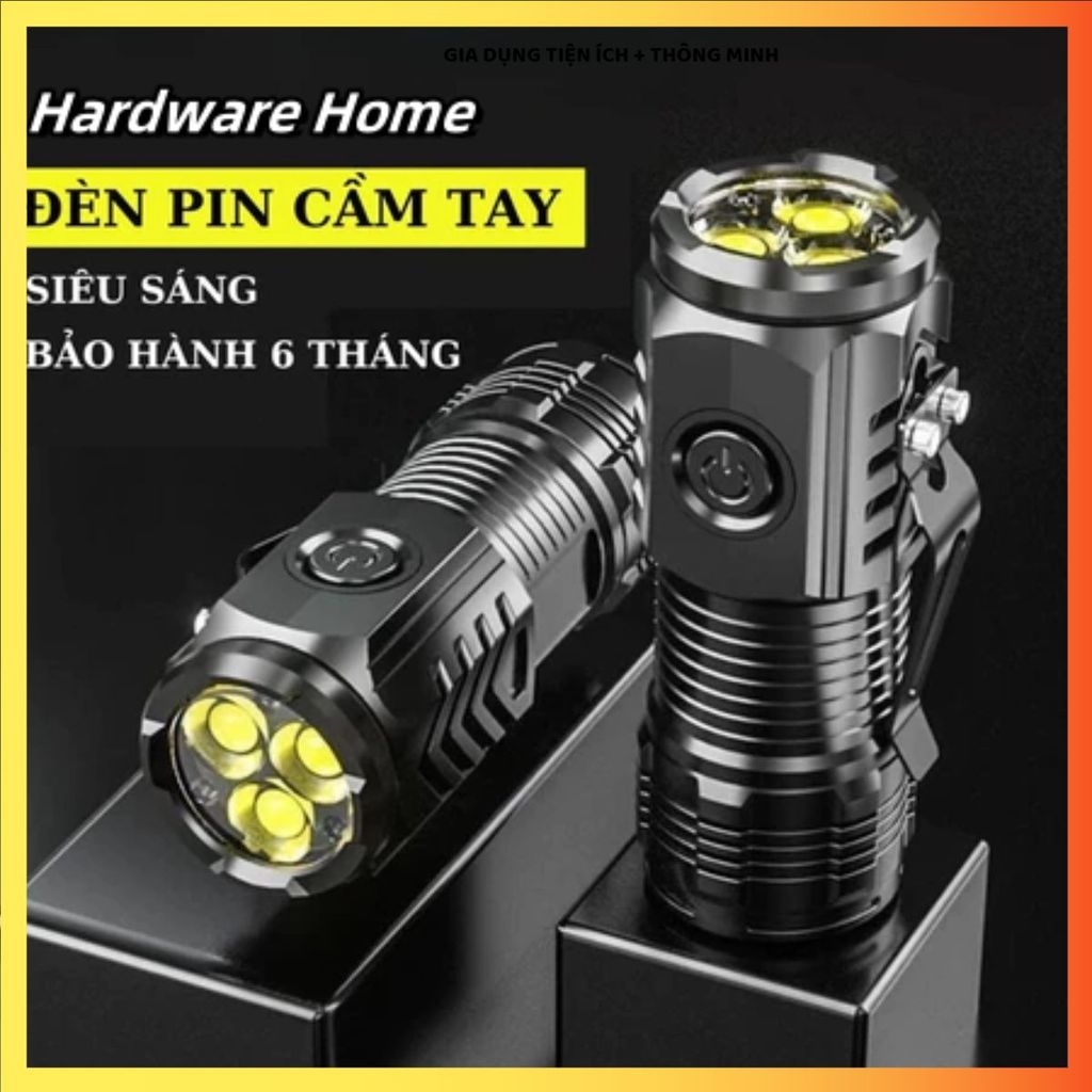 ĐÈN PIN CẦM TAY MINI SIÊU SÁNG, CHIẾU XA 5 CHẾ ĐỘ SÁNG, Sạc Type C Chống Thấm Nước
