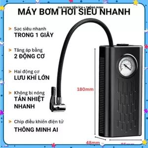 MÁY BƠM LỐP Ô TÔ CẦM TAY SẠC USB, CÔNG SUẤT LỚN TỰ NGẮT AN TOÀN, Bơm Áp Suất Nhanh, Tiện Dụng