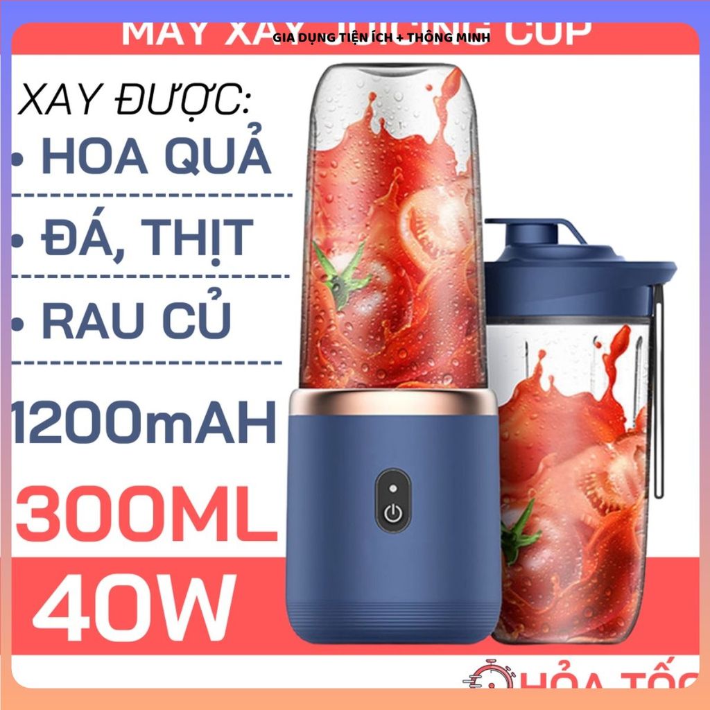 MÁY XAY MINI 6 LƯỠI 2 CỐI 300ML, Phù Hợp Mang Theo Đi Làm Đi Du Lịch Hằng Ngày
