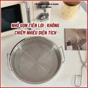 BỘ KHAY VỈ RÁO DẦU INOX ĐA NĂNG 20-22CM CAO CẤP - Đĩa đựng đồ chiên rán, khay lọc dầu, làm nguội bánh