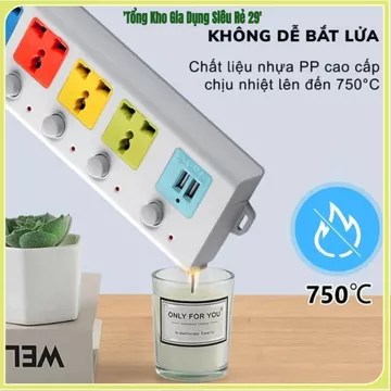 (COMBO 2) Ổ CẮM ĐIỆN ĐA NĂNG CÔNG SUẤT LỚN, Ổ Cắm Điện USB, Dây Dài 5M, 2 Cổng USB, Ổ Cắm Chống Giật, Chốt An Toàn,