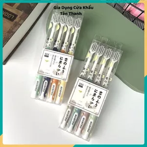 BỘ 4 BÀN CHẢI ECERSU LÔNG MỀM CAO CẤP - Than hoạt tính kháng khuẩn, bảo vệ nướu, vệ sinh răng miệng hằng ngày