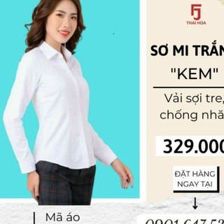 [ TRỢ GIÁ SALE ] [HỎA TỐC] Áo Thái Hòa  vải sợi tre và cotton màu trắng trơn 8919 2869 047