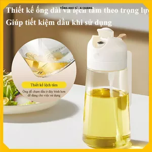 BÌNH ĐỰNG DẦU THỦY TINH CÓ TAY CẦM, RÓT DẦU VÀ XỊT SƯƠNG 2 IN 1, Dùng Cho Nhà Bếp Gọn Gàng
