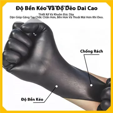 GĂNG TAY CAO SU ĐEN KHÔNG BỘT HỘP 100 CHIẾC, GĂNG TAY BẢO HỘ PHUN XĂM AN TOÀN, Găng Tay Thẩm Mỹ Chất Lượng