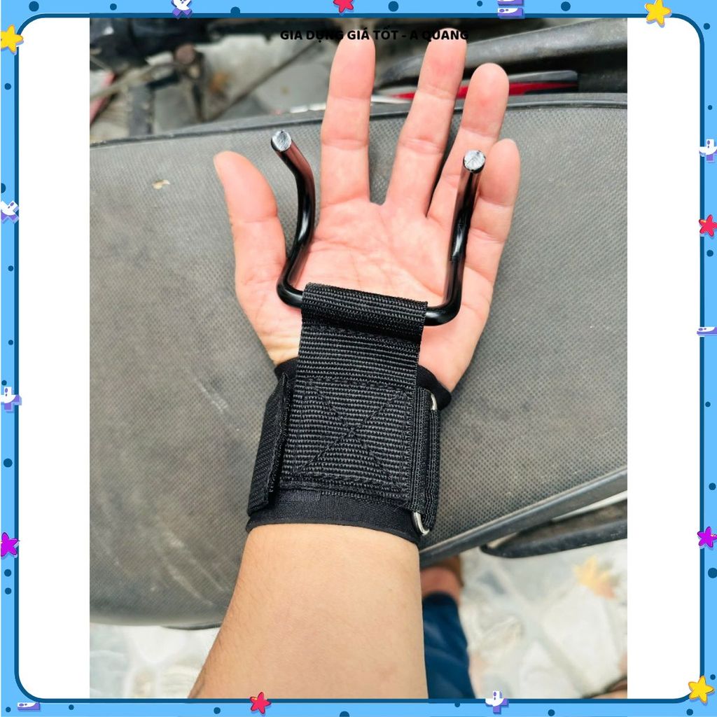 QUẤN CỔ TAY CÓ MÓC TREO 7MM 10MM GIÁ 1 ĐÔI, Hỗ Trợ Tập Xà Nâng Tạ Đa Năng Tại Nhà, Giúp Giảm Áp Lực Cổ Tay Khi Tập Luyện