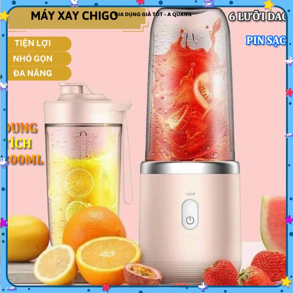 MÁY XAY MINI 6 LƯỠI 2 CỐI 300ML, Phù Hợp Mang Theo Đi Làm Đi Du Lịch Hằng Ngày