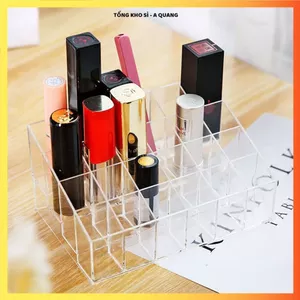 KHAY ĐỰNG SON MICA 24 Ô TRONG SUỐT, KỆ ĐỰNG SON MÔI, ĐỰNG MỸ PHẨM ĐA NĂNG, Khay Trưng Bày Son Gọn Gàng Dễ Sử Dụng