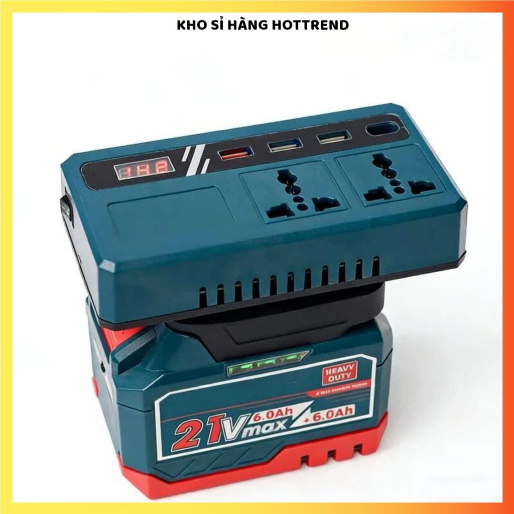 BỘ CHUYỂN ĐỔI NGUỒN PIN 21V SANG 110V 220V - Đế chuyển đổi chân pin 4cm, thiết kế nhỏ gọn, tiện lợi