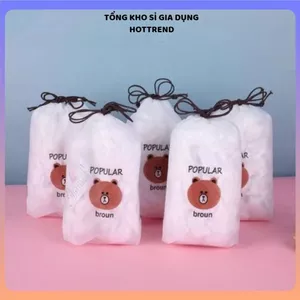 MÀNG BỌC THỰC PHẨM CO GIÃN CÓ CHUN SET 100 CHIẾC- Hình gấu dễ thương, siêu dai, dùng một lần, tiện ích nhà bếp