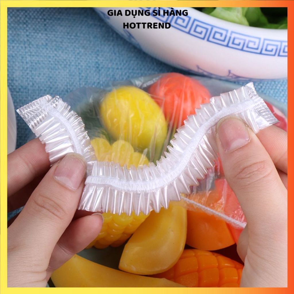 (COMBO 5) MÀNG BỌC THỰC PHẨM CÓ CHUN HÌNH GẤU 100 CÁI - Co giãn tốt, bọc tô, bát, đĩa, chống bụi, bảo quản thực phẩm