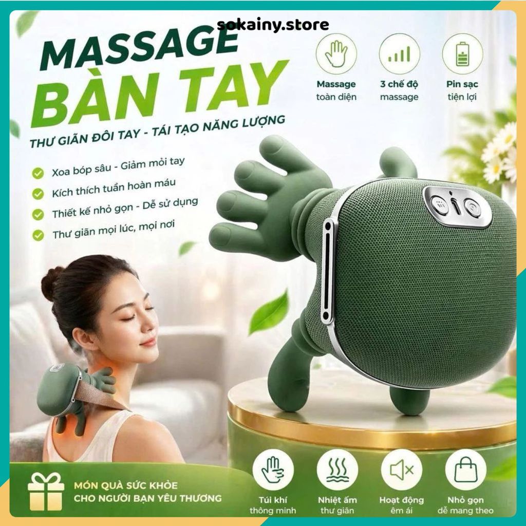 MÁY MASSAGE CỔ VAI GÁY MINI MÔ PHỎNG BÀN TAY THỰC SIÊU NHẸ - Thiết kế nhỏ gọn, nhiều chế độ massage, tiện mang theo