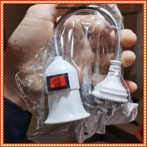 ĐUI ĐÈN LÒ XO XOAY 360 ĐỘ E27 CAO CẤP, ĐUÔI ĐÈN BỌC NHỰA CÓ CÔNG TẮC BẬT TẮT TIỆN LỢI