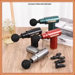 SÚNG MASSAGE CẦM TAY MINI CAO CẤP, MÁY MASSAGE TOÀN THÂN 4 ĐẦU, Giảm Mỏi Cơ Dễ Dàng Tiện Lợi