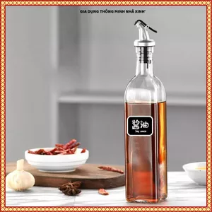 LỌ ĐỰNG GIA VỊ DẦU ĂN KÈM VÒI RÓT, THỦY TINH VUÔNG CAO CẤP, BỘ CHAI ĐỰNG GIA VỊ TIỆN LỢI CHO NHÀ BẾP HIỆN
