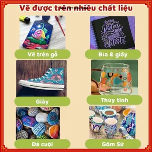 BÚT MÀU ACRYLIC MARKER CAO CẤP, HỘP BÚT 80 MÀU CHỐNG NƯỚC, Nét Mực Đều Khô Nhanh