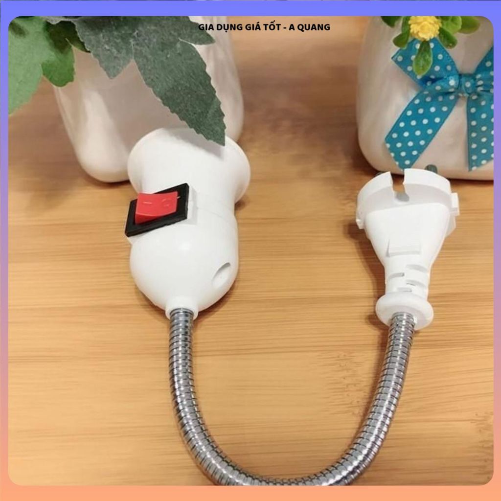 ĐUÔI ĐÈN LÒ XO E27 UỐN CONG 360 ĐỘ, ĐUI ĐÈN CÓ CÔNG TẮC BẬT TẮT THÔNG DỤNG TIỆN DỤNG