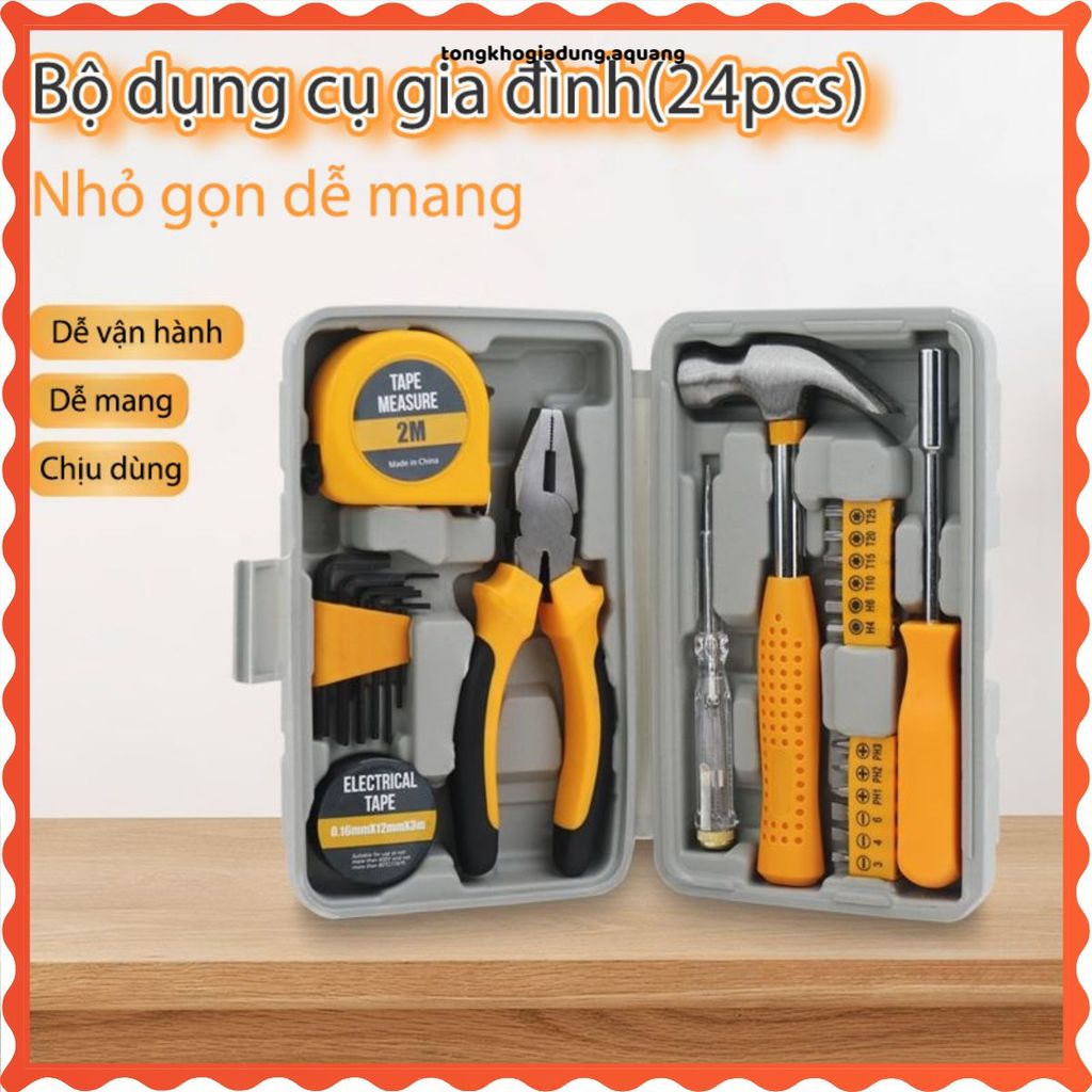 BỘ DỤNG CỤ SỬA CHỮA GIA ĐÌNH 24 MÓN, Bộ Tua Vít Kìm Búa Đa NĂNG,Bộ Tua Vít Kìm Búa Nhỏ Gọn, Dễ Mang Theo Khi Cần