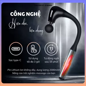 MÁY MASSAGE CẦM TAY CAO CẤP SẠC TYPE-C, TỰ NGẮT SAU 15 PHÚT, Giảm Đau Nhức Vai Gáy, Thư Giãn Cơ Bắp
