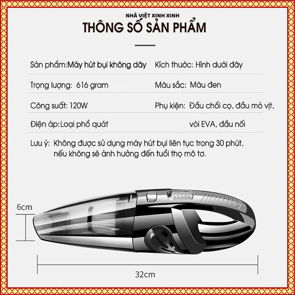 MÁY HÚT BỤI CẦM TAY HOHO LỰC HÚT 18000PA, CÔNG SUẤT 120W MẠNH MẼ, Hút Bụi Đa Năng Siêu Khỏe, Bảo Hành 12 Tháng