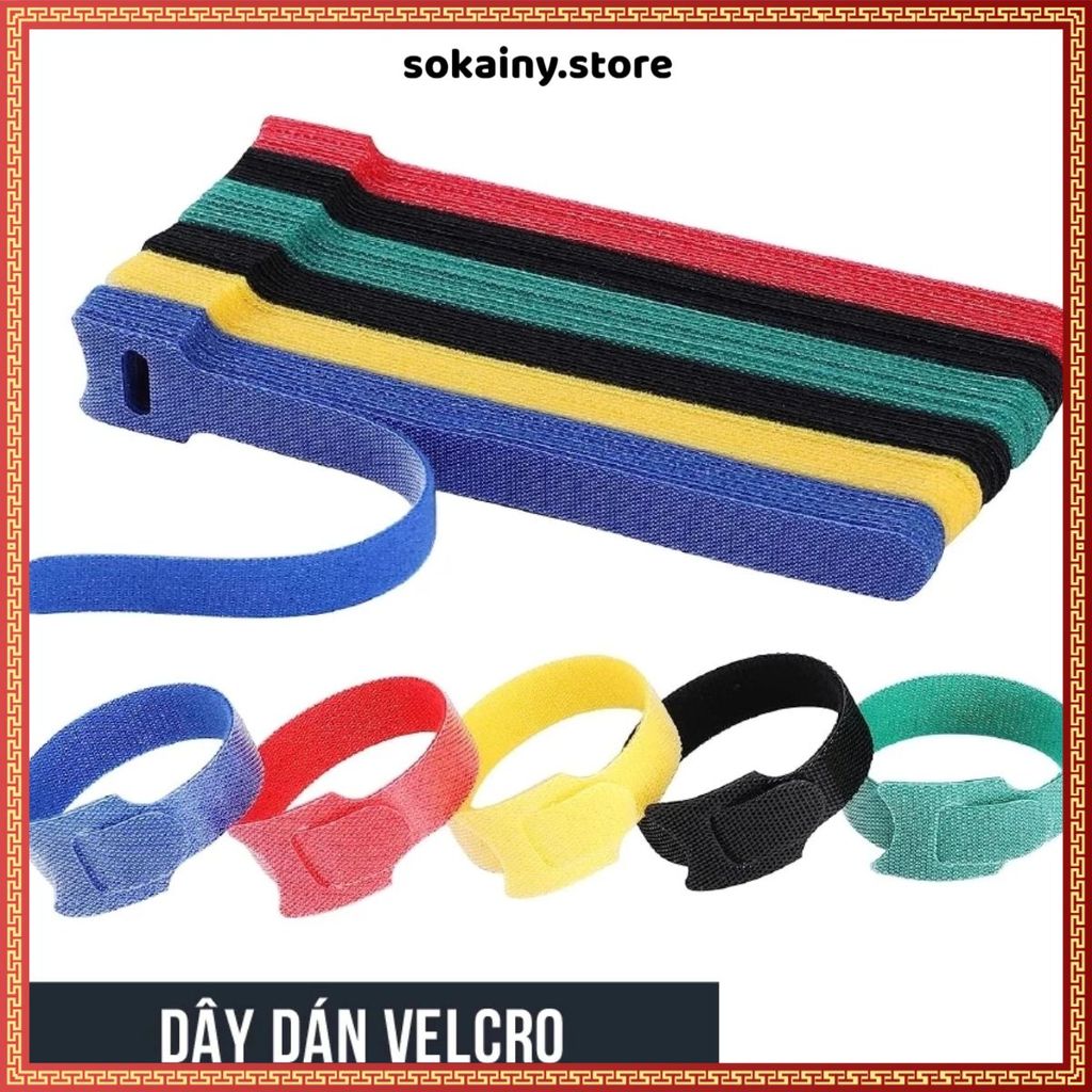 (COMBO 5) SET DÂY BUỘC CÁP NYLON TÁI SỬ DỤNG - Dây quấn cáp 15cm, nhiều màu sắc tiện lợi