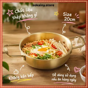 CHẢO INOX MINI 19CM ĐA NĂNG PHONG CÁCH HÀN QUỐC - Dùng nấu lẩu, soup, mì cay, bền chắc