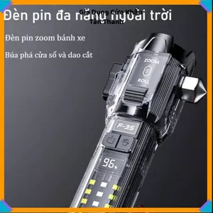 ĐÈN PIN F35 SIÊU SÁNG LED LASER CÔNG SUẤT CAO - Tích hợp còi báo động, phá kính, cắt dây cứu hộ, pin sạc tiện lợi