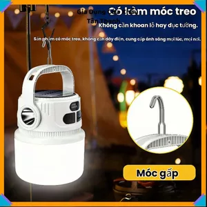 LỒNG ĐÈN LED NĂNG LƯỢNG MẶT TRỜI HIỂN THỊ PIN - Đèn cắm trại đa chức năng, chiếu sáng mạnh, tích điện tiện lợi