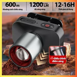 ĐÈN ĐỘI ĐẦU SẠC USB 5000MAH, ĐÈN CÂU CÁ CHIẾU XA, Thiết Kế Nhẹ Nhàng Dễ Mang Theo, Dùng Ban Đêm Tiện Lợi