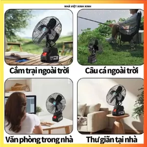 QUẠT TÍCH ĐIỆN ĐỂ BÀN 10 CELL, PIN DUNG LƯỢNG LỚN, 2 CẤP ĐỘ GIÓ MẠNH, Sử Dụng Bền Bỉ Tiết Kiệm Điện