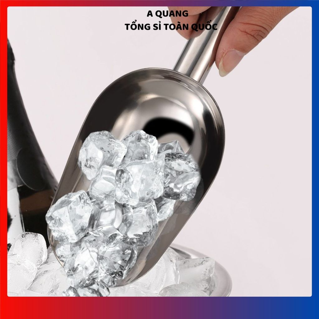 VÁ XÚC ĐÁ INOX 22CM LOẠI DÀY CAO CẤP - Muỗng xúc đá bền đẹp, dụng cụ nhà bếp tiện lợi