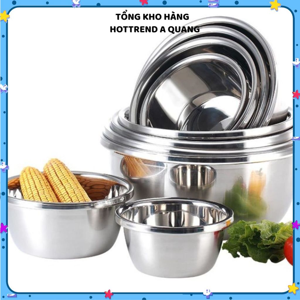 THAU INOX 304 ĐỦ SIZE CHẤT LƯỢNG CAO - Loại dày sáng bóng, phù hợp mọi gian bếp