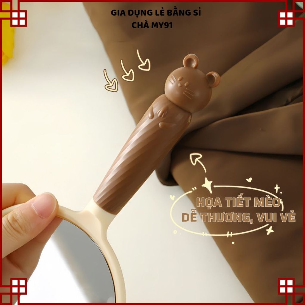 COMBO 4 MÓN LƯỢC GƯƠNG CHẢI TÓC DỄ THƯƠNG - Bộ lược gương mini, nhỏ gọn tiện mang theo