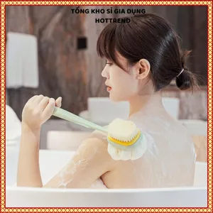 CÂY CỌ TẮM 2 MẶT KÈM BÀN CHẢI CAO CẤP - Bông tắm chà lưng mềm mại, làm sạch toàn thân