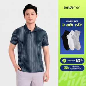 [TẶNG COMBO TẤT] Áo Polo Active Nam Kẻ Sọc Mảnh Insidemen Dáng Suông 77% Polyamide thoáng khí IPS116EDP01