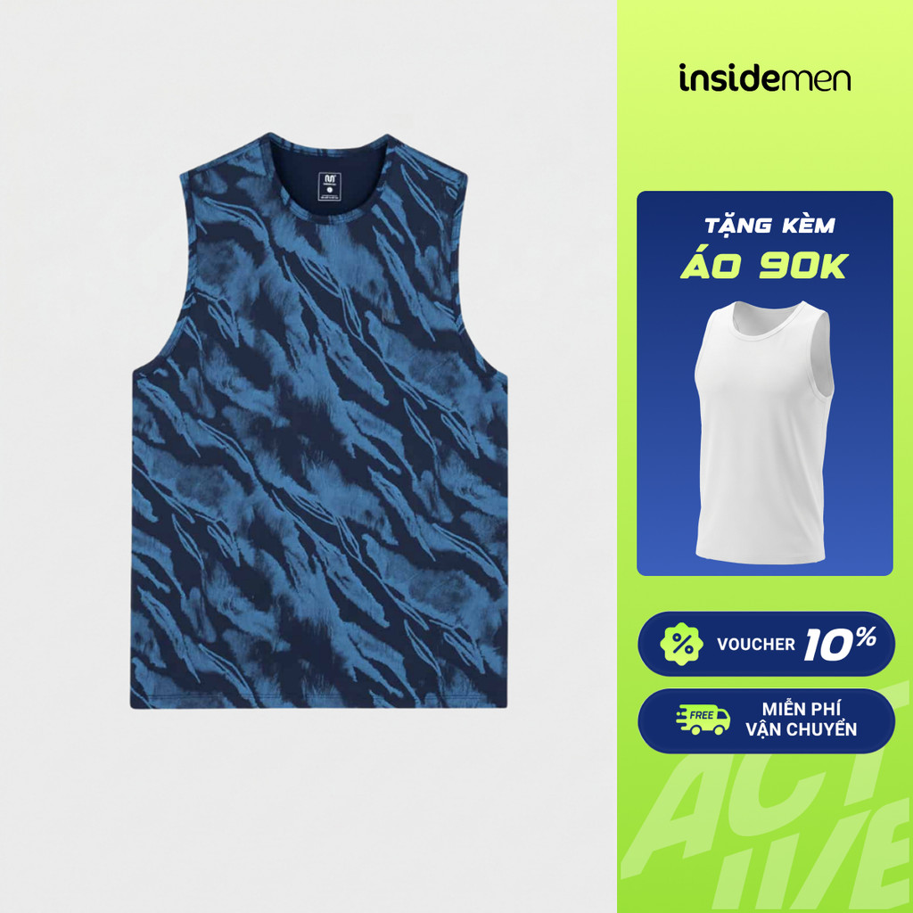 Áo Tanktop Nam Họa Tiết In cá tính, hiện đại Insidemen vải trơn mịn khô thoáng, mát mẻ ITL013MAH0