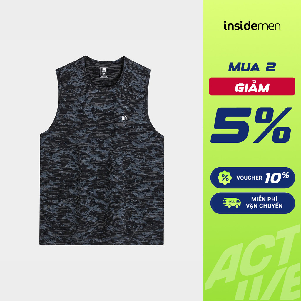 Áo Ba Lỗ Tanktop Nam Insidemen co giãn thoải mái phối với short Jeans Kani ITL094AS0